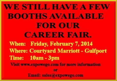 ExpoWeGo's tweet image. Expo We Go is hosting a #CareerFair in #Gulfport #CityofGulfport on Feb 7th, 2014. Spaces are filling up fast.