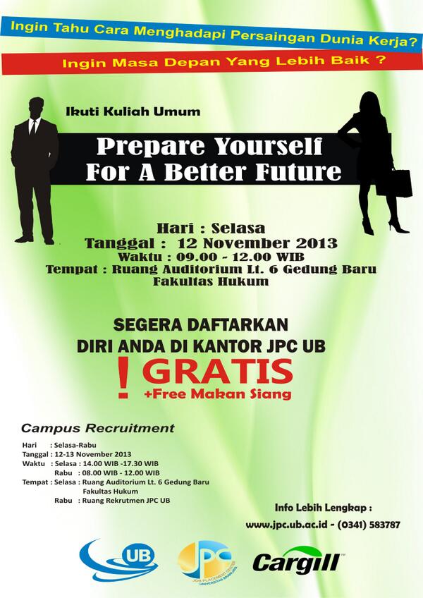 JPC_UB's tweet photo. Kuliah Tamu PT. Cargill Indonesia. Segera Daftar di JPC UB. Gratis. cc: @UB_Official http://t.co/OE2ix2NxDN