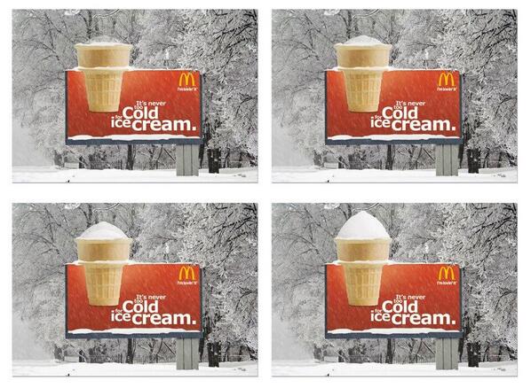 jbdba's tweet image. Très bon ce street #marketing Mc Donald qui utilise la météo pour promouvoir ses glaces ! #publicité