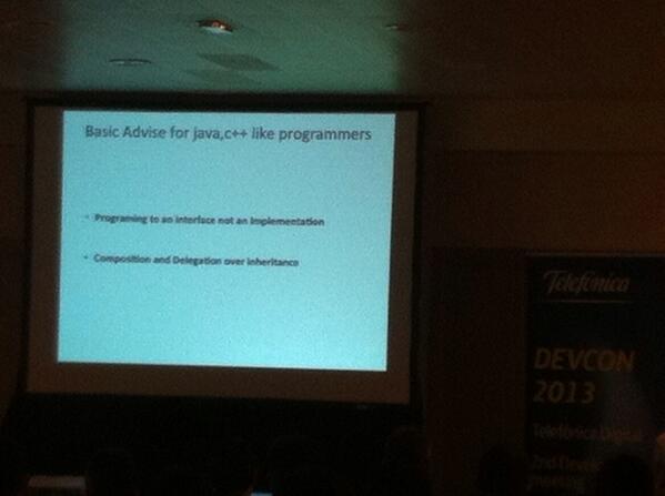 juandebravo's tweet image. &quot;Composition and delegation over inheritance&quot; @_rubengb #devcon13