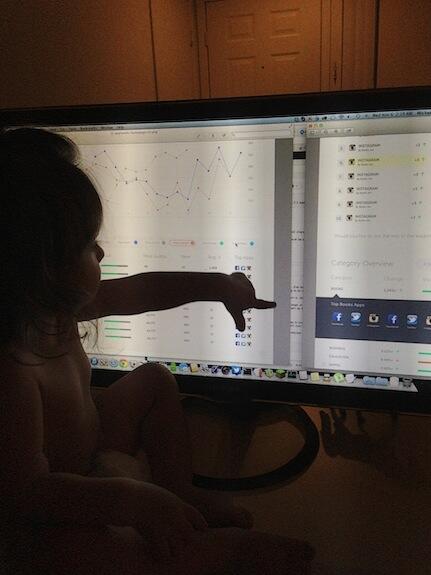 96th's tweet image. Serious?! Look who woke up at 2:30am. No, it's not an iPad. Move please! How we roll #VegasTech #DTLV #life #startups