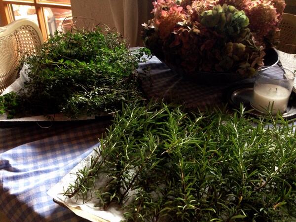 embiente's tweet image. Die #Kräuter ausm #Garten für das #Kräutersalz. Nach dem Trocknen wird gemahlen und mit Salz versetzt.