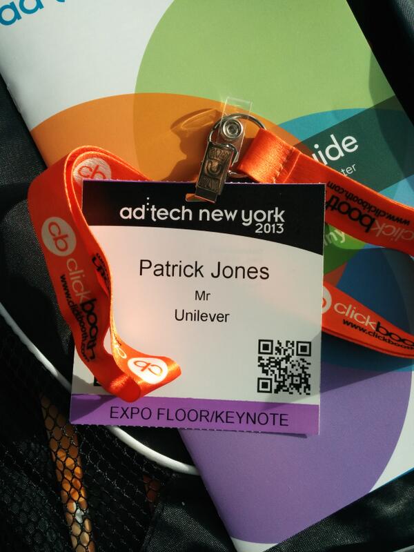 PaddyatWork's tweet photo. Just call me Mr Unilever :) #adtechNY http://t.co/NKx8IcMAvd