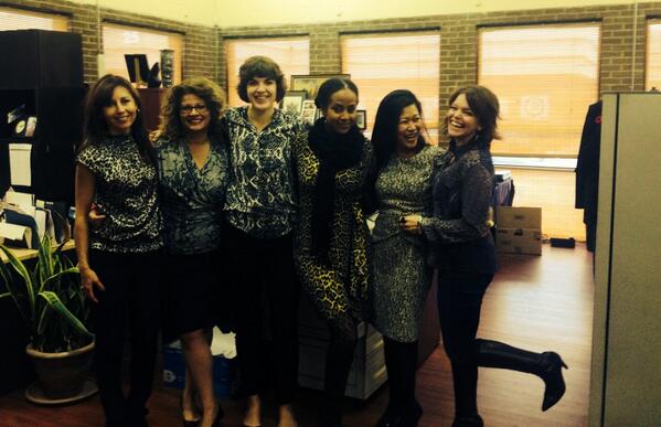 WindfallBasics's tweet photo. Great minds think alike! #notplanned #animalprint #windfallstaff http://t.co/TiG9RG40nP