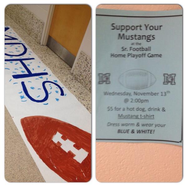 MDHSnews's tweet photo. Getting ready for the big game Wednesday!Get excited it's going to be crazy!#mustangpride #nothingbutthebest 🏈🏆 http://t.co/dCtkkuMD9o