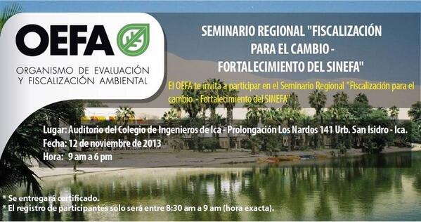 MinamPeru's tweet photo. ICA- Seminario regional @OEFAperu #Sinefa http://t.co/AomzpPJ6zN