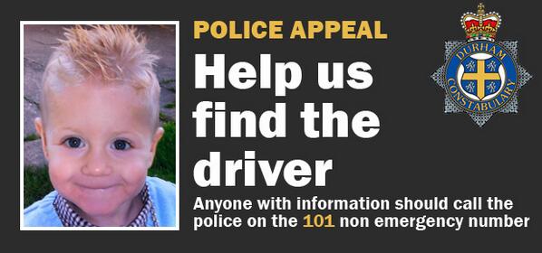 TrafficTees's tweet photo. Police appeal for the driver who hit and killed a 3-year-old boy on Neasham Rd/Falmer Rd on Monday this week. Pls RT. http://t.co/yBfUkoKQ0S