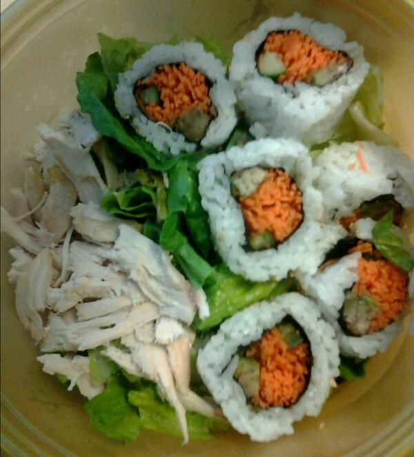 Veggie Sushi & Chicken Salad! #delicious #unlikelycombo #glutenfree disq.us/8g0osj