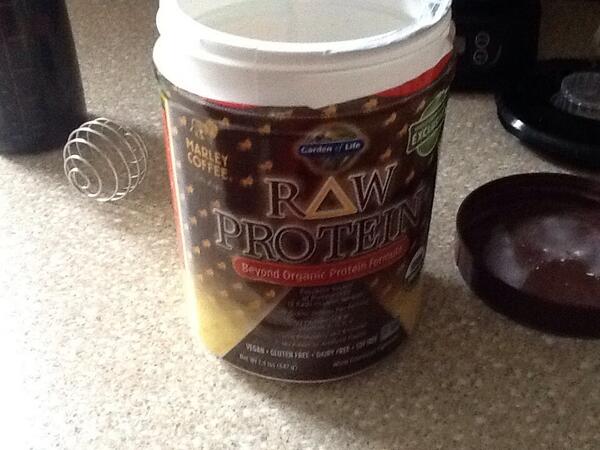 Forgot I had some Marley Coffee left! <a href="/gardenofliferaw/">Garden of Life®</a> post workout shake!