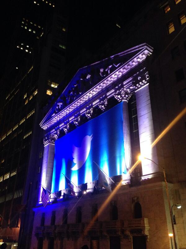 CareyPenaTV's tweet photo. RT @heykim #Wow @jack! How cool! This is outside NYSE on the night before Twitter goes public. $TWTR. http://t.co/xfXEPSiORN @EliLanger