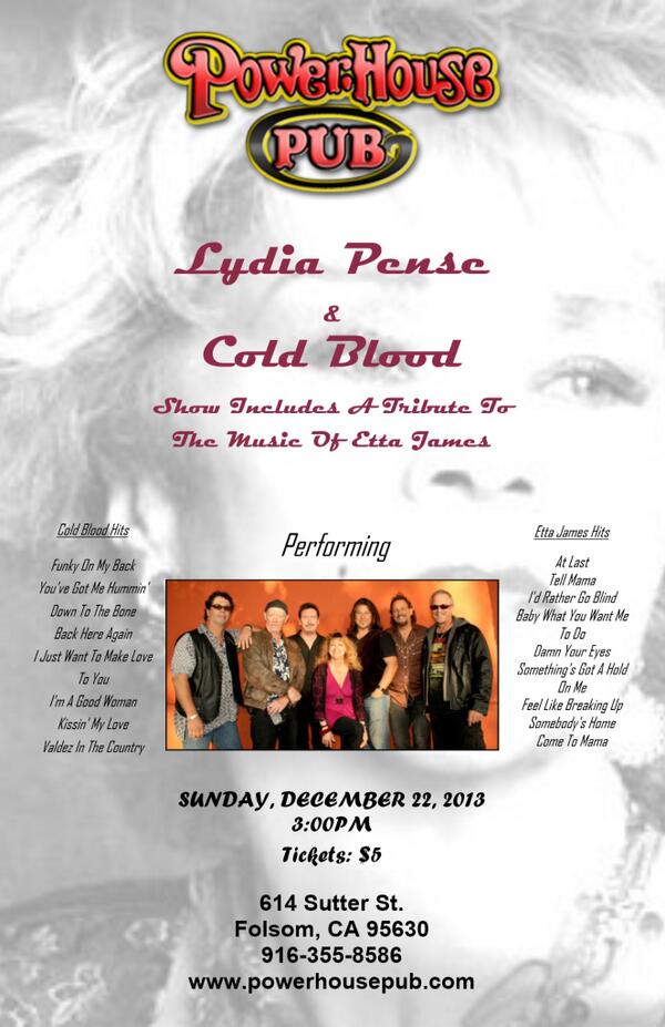 LydiaPenseandCB's tweet photo. #PowerhousePub 614 Sutter St. Folsom, CA 95630 3PM. Tickets: $5 at the door #LydiaPense #ColdBlood #music #Blues http://t.co/gPAjRYoUK2