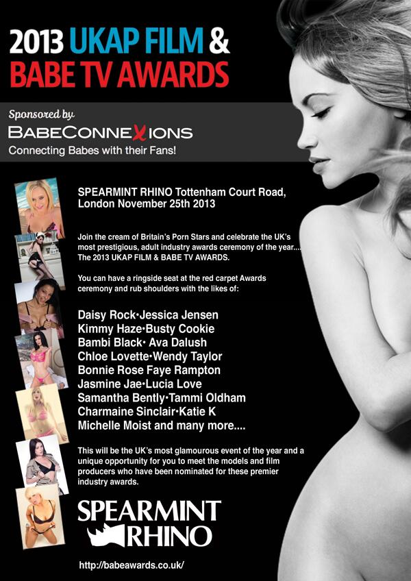 spearmintlondon's tweet photo. Spearmint Rhino presents The UKAP &amp; Babe TV Awards • Monday 25th November http://t.co/sKbcLqTavw http://t.co/8pBIdismJp