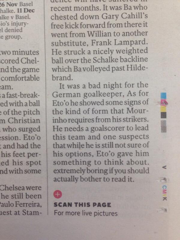 Interesting final sentence in this sports story at the back of The Independent today. Has anyone else noticed this?