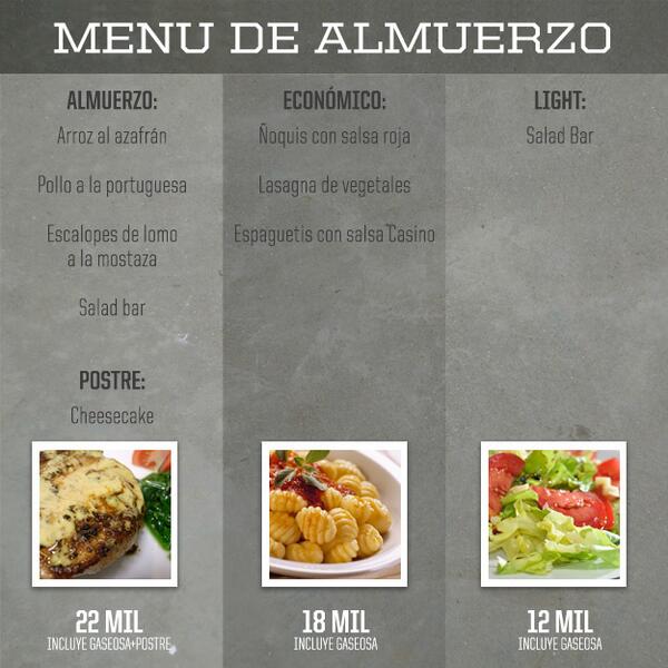 morenafusion's tweet photo. ¡Te esperamos hoy para almorzar! Este es nuestro menú del día. http://t.co/dNVvcaGyo4