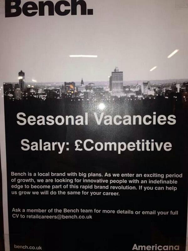BenchMetro's tweet image. #jobs @intuMetrocentre ... you must apply online at bench.co.uk
 no cvs to store guys
