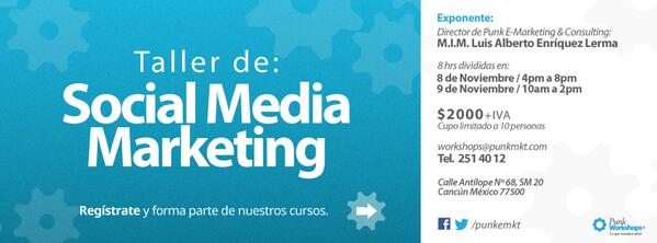 punksolutions's tweet photo. Mañana empezamos con los #PunkWorkshops de #SocialMedia Marketing en #Cancún: http://t.co/MgHyTzAjzg http://t.co/gcA5EUlhgW