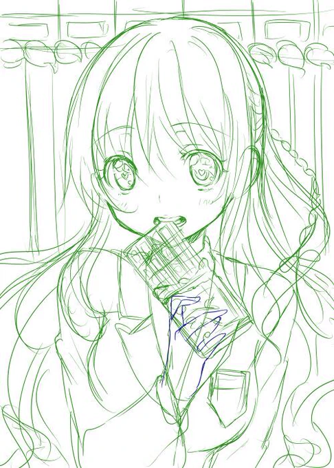 ボツにした扉絵の夕花ちゃん。確か、ちょっとキャラ違うなーって言う理由で提出もしてなかったはず。 