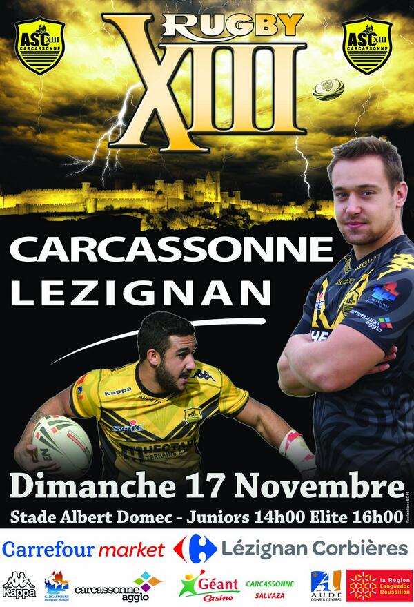 CarcassonneXIII's tweet photo. Prochain match : dimanche 17 novembre. http://t.co/lOWdDmYHhU
