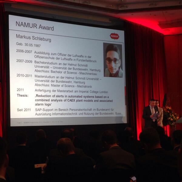 #NAMUR verleiht den Nachwuchs Award an Markus Schleburg für die beste Masterarbeit! (dr)