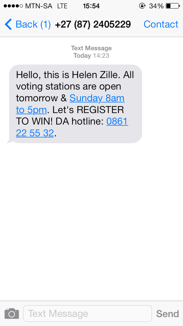 AltaafM's tweet photo. Which one of you guys gave Helen Zille my cell number ? http://t.co/Xe5v1YbSTe