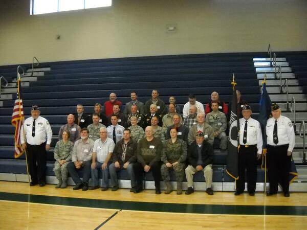 Veteran's Day Assembly @ CAH. Thank you military personnel and veterans for attending. Students sang patriotic songs.