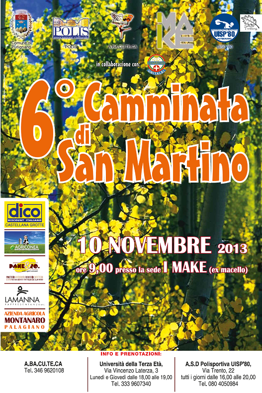 imakelab's tweet image. UISP’80 Polis A.BA.CU.TE.CA. in collab con I MAKE organizzano domenica 10 nov la 6a Camminata di San Martino