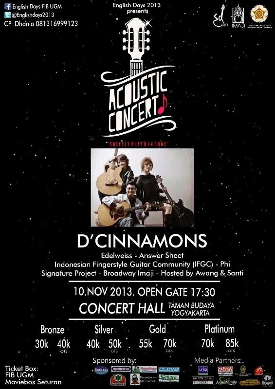 JogjaBites's tweet photo. 10/11/13 @EnglishDays2013 presents "Acoustic Concert" | Concert Hall TBY | GS: D'Cinnamons | @JogjaBites http://t.co/rBv5x3AIeS