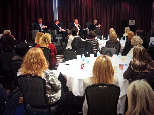 #WomeninBanking2013 Executive panel of local banks talking leadership and community involvement.