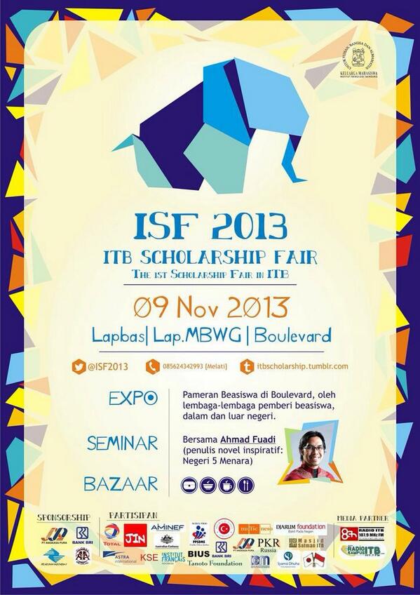 HARI INI! Yuk datang ke ITB SCHOLARSHIP FAIR 2013 <a href="/ISF2013/">ITB Scholarship Fair</a> ! Pameran beasiswa KHUSUS untuk kamu mahasiswa ITB!