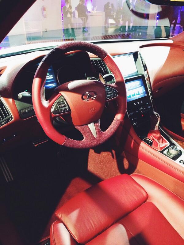 Gilt's tweet photo. Velvet & red leather. That is all. @zac_posen @InfinitiUSA #onlytheinspired http://t.co/wgCxDenQtu