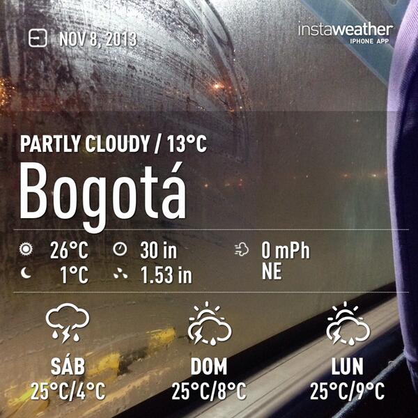 MigueNotaCrazy's tweet photo. Check out the #Weather in #Bogotá via #instaweather http://t.co/vETNj9GPhZ #wx http://t.co/hY1bX46WBJ