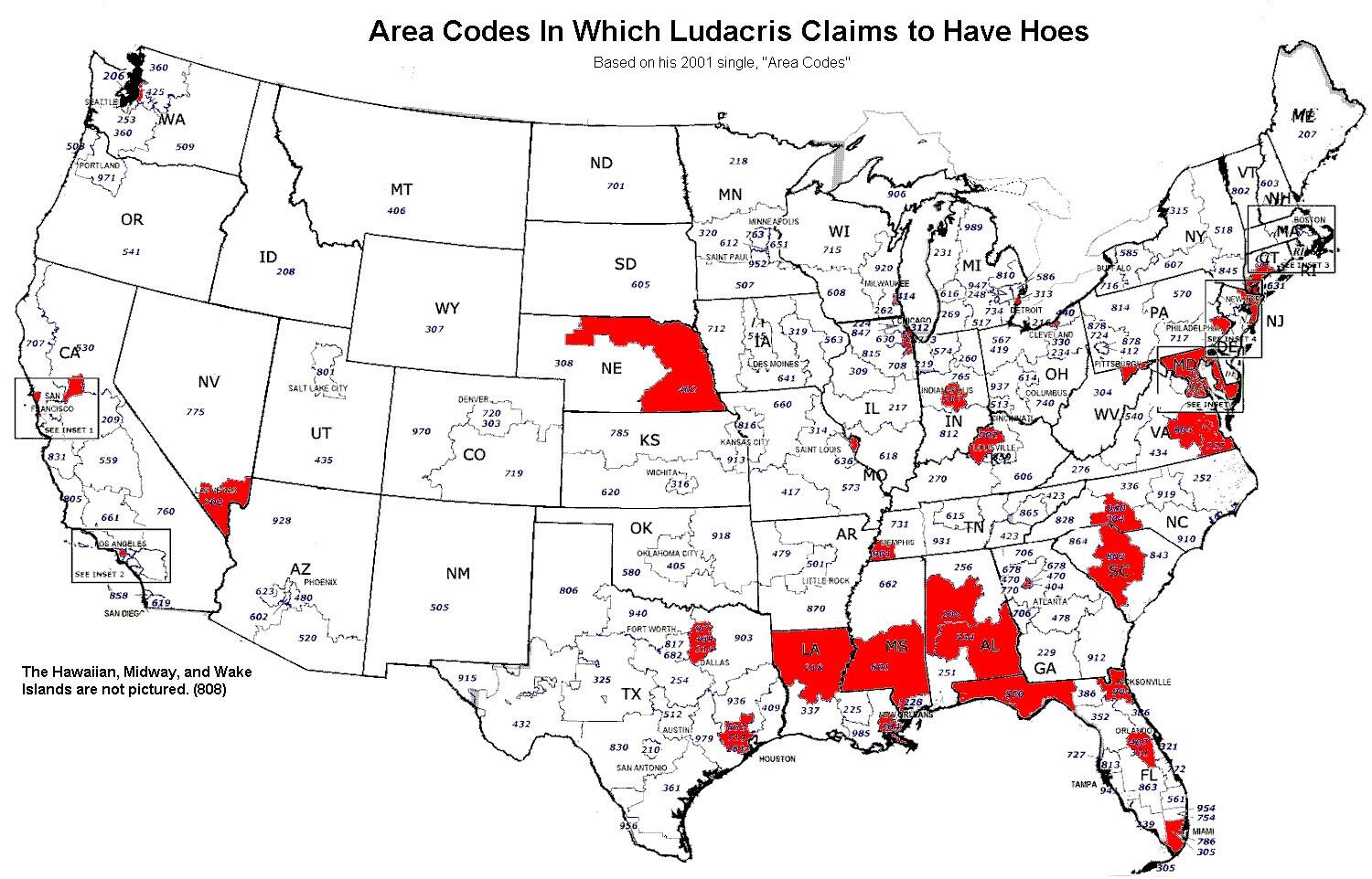 Amazing Maps on Twitter: "Area codes in which Ludacris claims to have