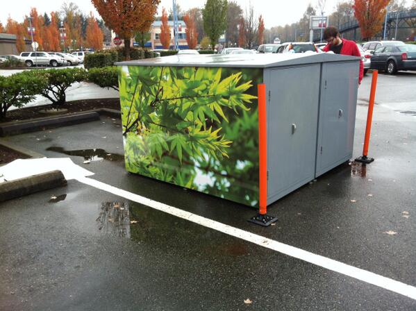InstantImprint6's tweet photo. We wrapped a bike storage locker in Coquitlam today. Bringing nature to the city :) http://t.co/Hfcjyuizb5