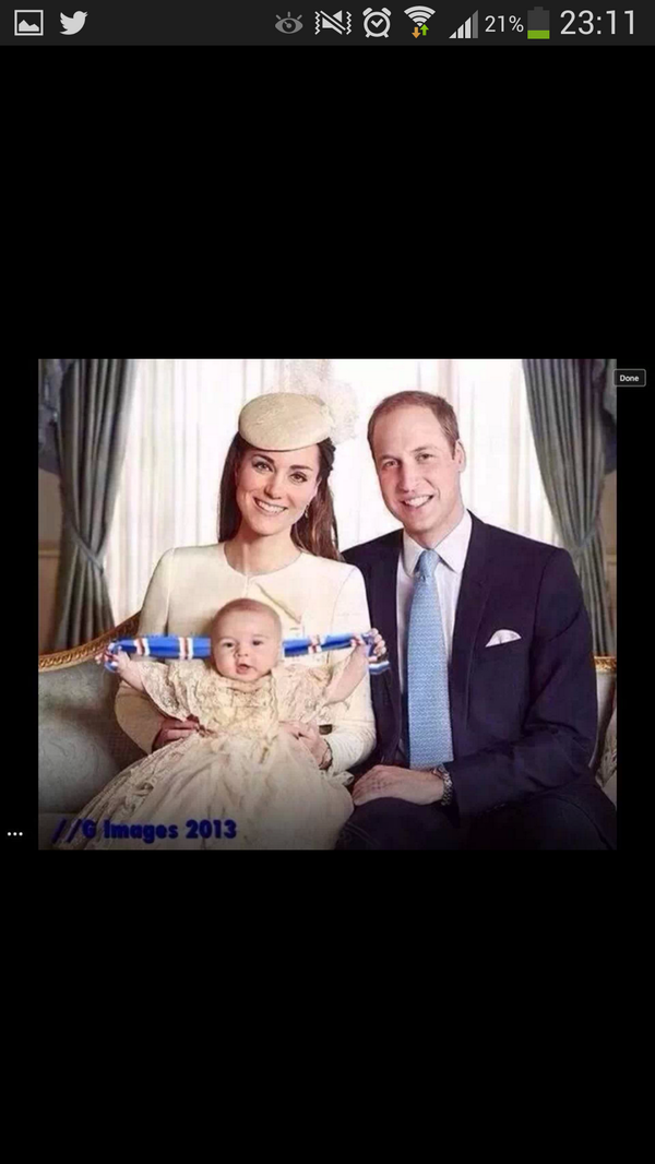 Bluenose11's tweet photo. Kate, Will and wee George cheering on The Queen's 11 tomorrow at Ibrox #NS http://t.co/xYYz4G5htl