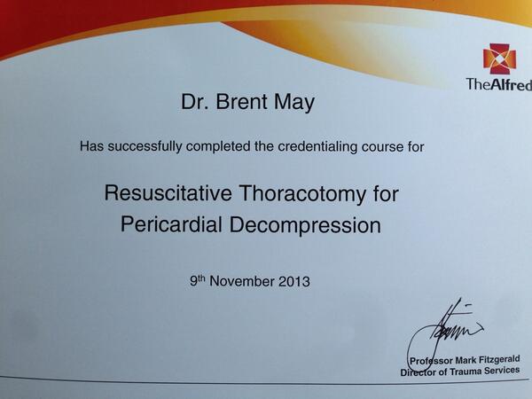 DocBrent's tweet image. A successful morning! @AlfredHealth #EDThoracotomy #notFOAMed