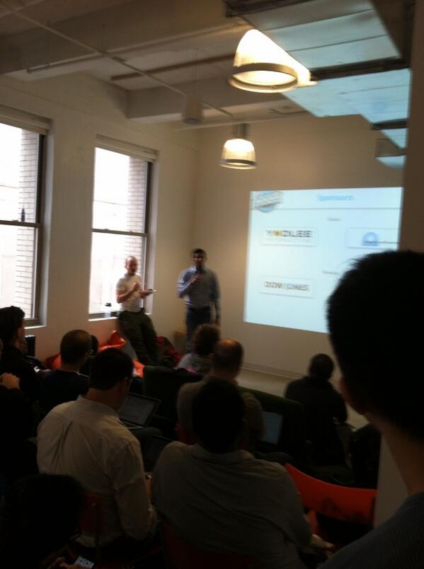 Jessepod's tweet image. Karim from @yodleeinteractive addressing the innovators at #fintechhack