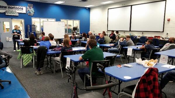 Parent Day Ms. T showing all the great opportunities in the FIRST Robotics organization  <a href="/FIRSTweets/">FIRST</a> @VirginiaFIRST