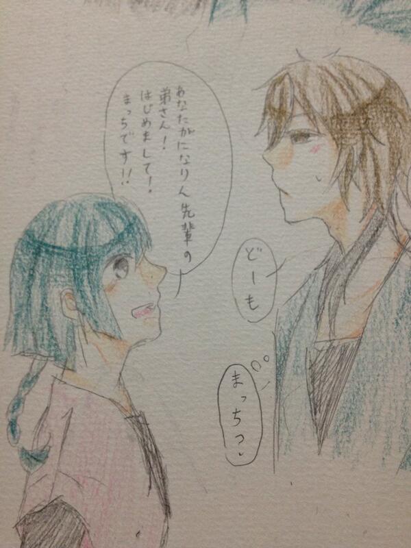 @Ohaziki_chiyo 千代ちゃん描かせていただきました!千代ちゃんはmyエンジェルです!!一回弟の方ともからませたかったんです! 