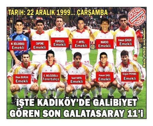 Kadıköy'de galibiyet gören Galatasaray ilk 11'i!..  Tarih: 22 Aralık 1999