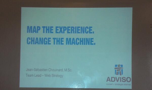 Next Keynote: Map The Experience. Change The Machine by <a href="/adviso/">Lorie Ann Co</a> Rockin' the place <a href="/jschouinard/">J-S Chouinard</a> in franglais #PCAMPMTL