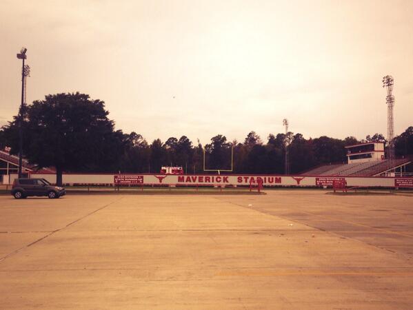 Only on road trips with <a href="/mitchmaher/">Mitch Maher</a> do u have to stop and take pics of old memorable high school stadiums.