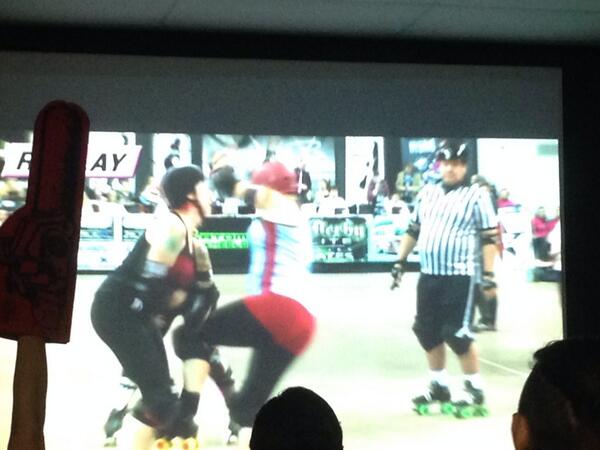 bexcalibur's tweet photo. Someone ask the ATL blocker if she's okay? We think Fifi might have dislodged something in her. #talk2wftda http://t.co/CBBWGpdmDb