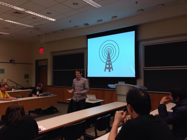 PhillyCodeWorks's tweet photo. .@BenSS talking about Bluetooth Beacons at #bcphilly http://t.co/JdeKVL6S1g