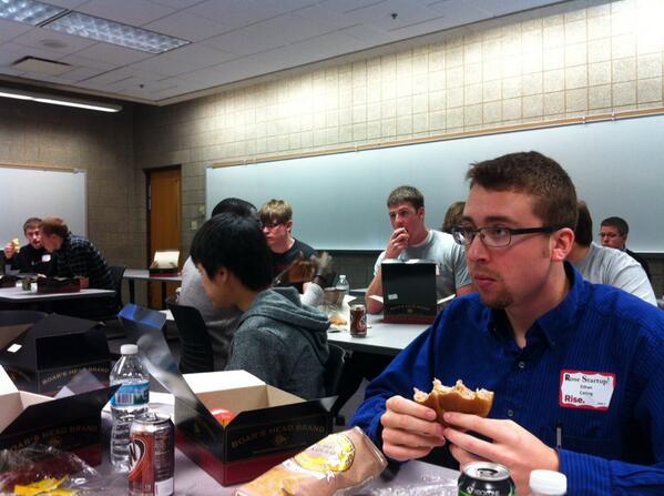 nmael's tweet photo. Taking a well deserved break from innovating at #Rosestartup2013 ! Can't wait to hear everyone's pitches! http://t.co/tWNZJ1i9yP