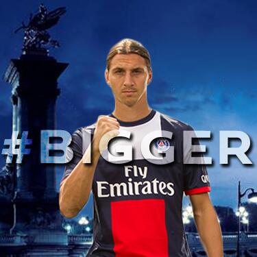 PSG_inside's tweet photo. Ce soir, Zlatan Ibrahimovic a marqué son 50ème but avec le Paris Saint-Germain! #BIGGER http://t.co/2o8jvdQPPH