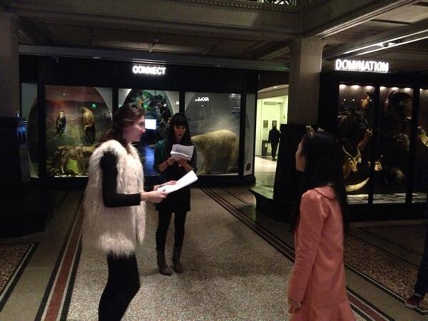 xtremuseology's tweet photo. Final rehearsal if tonight's intervention @McrMuseum: animating the animals in the Living Worlds Gallery! http://t.co/BzvTy7PzPT