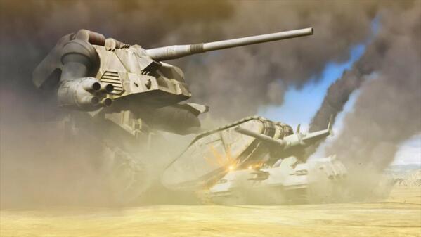 ZForces's tweet photo. A lone Magella survived @GuntankS rocket swarm, and suffered a worse fate. It was run over by the Guntank. #OdessaDay http://t.co/VIlLD5j3Kq