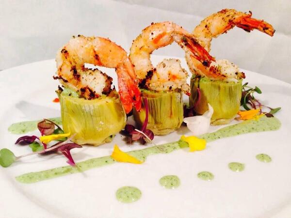 dishcrawlnola's tweet image. How yummy? Roasted artichokes and grilled shrimp @mojitoland #dishcrawl #nola #noladining #nolaeats