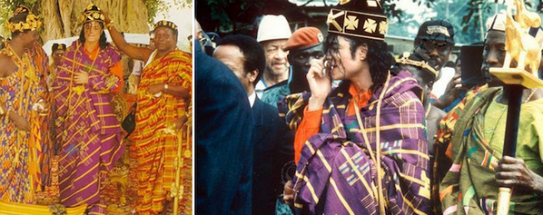 Yet another picture of The King of Sani, Michael Jackson being crowned in Ivory Coast in 1992