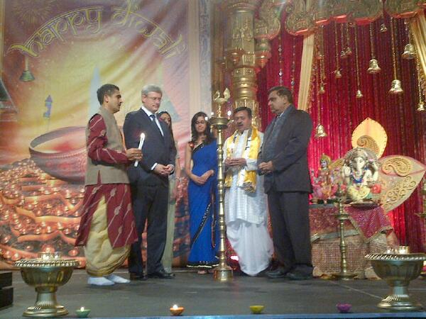 jkenney's tweet photo. @PMHarper &amp; MP Deepak Obhrai light the #Diwali lamp to kick-off the national Diwali celebration, in Mississauga. http://t.co/3rSpIqLBwT